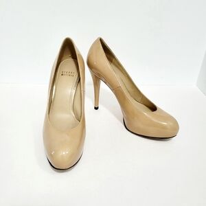 STUART WEITZMAN Patent Leather Platform Round Toe Nude Stiletto  Heels 7